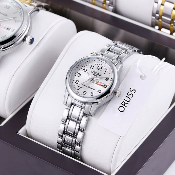Women's Casual Alloy Digital Quartz Watch With Round Dial And Mineral Reinforced Glass Mirror Waterproof For The Elderly