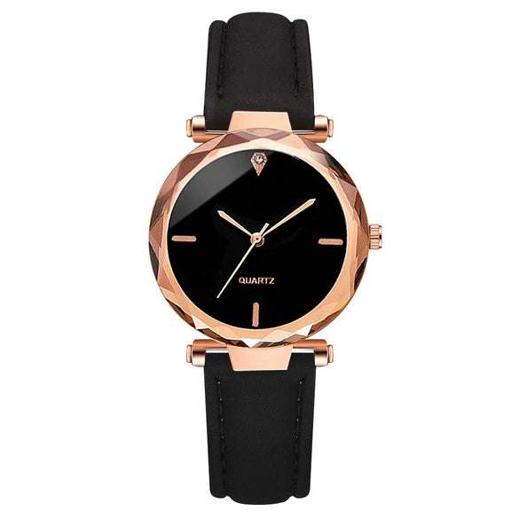 Women's Casual Alloy Pu Belt Round Dial Quartz Watch With Printed Logo