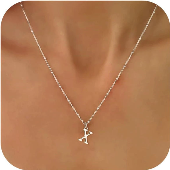 Women's Casual Ball Chain Necklace With Stainless Steel Letter Pendant Electroplated Alloy Jewelry