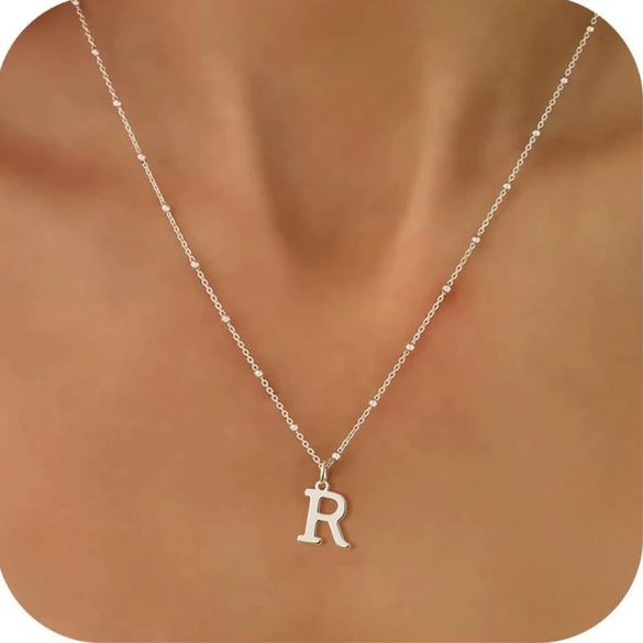 Women's Casual Ball Chain Necklace With Stainless Steel Letter Pendant Electroplated Alloy Jewelry