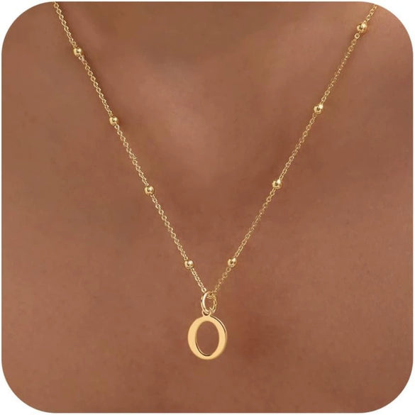 Women's Casual Ball Chain Necklace With Stainless Steel Letter Pendant Electroplated Alloy Jewelry