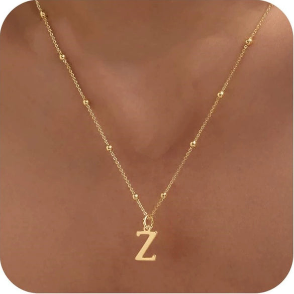 Women's Casual Ball Chain Necklace With Stainless Steel Letter Pendant Electroplated Alloy Jewelry