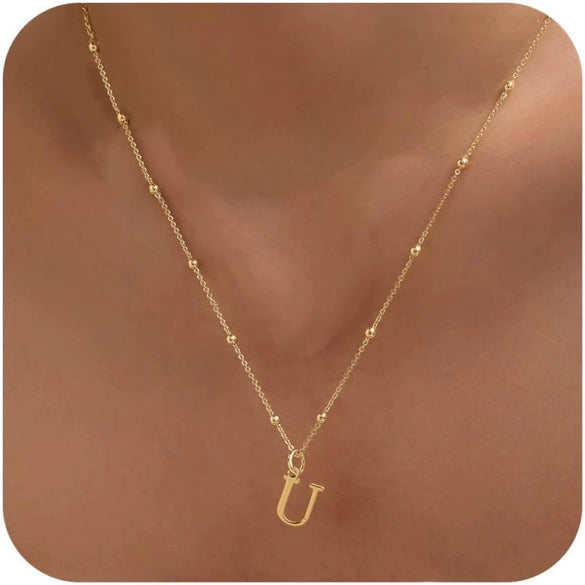 Women's Casual Ball Chain Necklace With Stainless Steel Letter Pendant Electroplated Alloy Jewelry