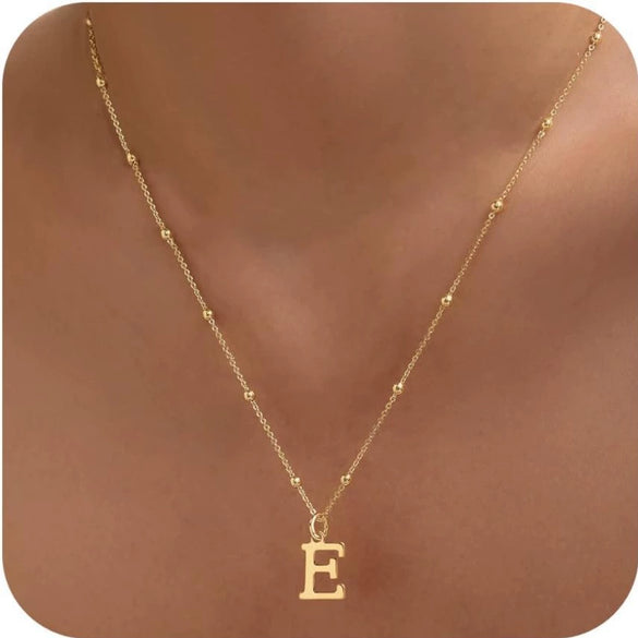Women's Casual Ball Chain Necklace With Stainless Steel Letter Pendant Electroplated Alloy Jewelry