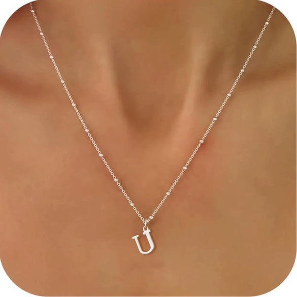 Women's Casual Ball Chain Necklace With Stainless Steel Letter Pendant Electroplated Alloy Jewelry