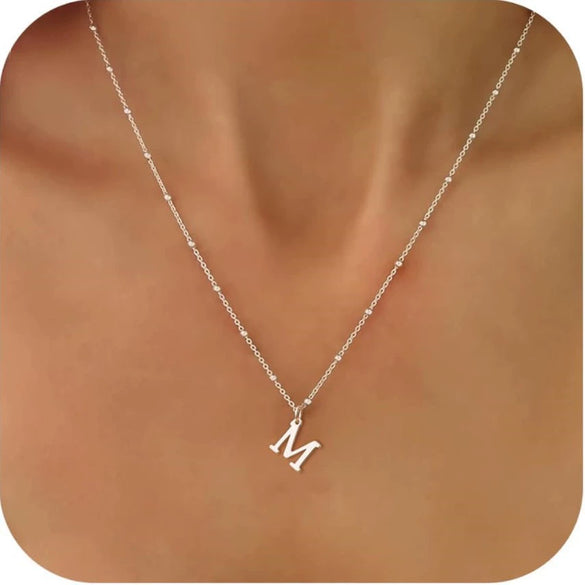 Women's Casual Ball Chain Necklace With Stainless Steel Letter Pendant Electroplated Alloy Jewelry