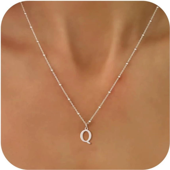 Women's Casual Ball Chain Necklace With Stainless Steel Letter Pendant Electroplated Alloy Jewelry