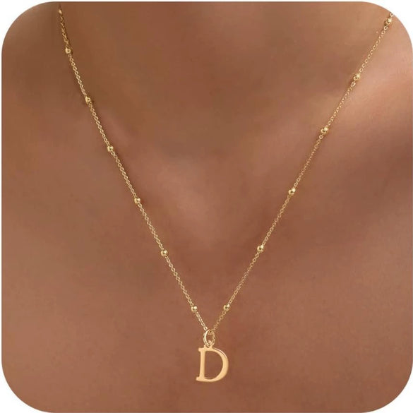 Women's Casual Ball Chain Necklace With Stainless Steel Letter Pendant Electroplated Alloy Jewelry