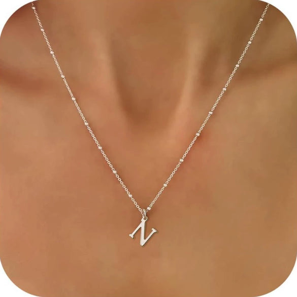 Women's Casual Ball Chain Necklace With Stainless Steel Letter Pendant Electroplated Alloy Jewelry