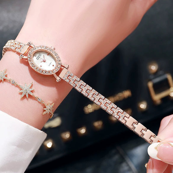 Women's Casual Chain Watch With Metal Shell Face Round Dial And Stainless Steel Buckle