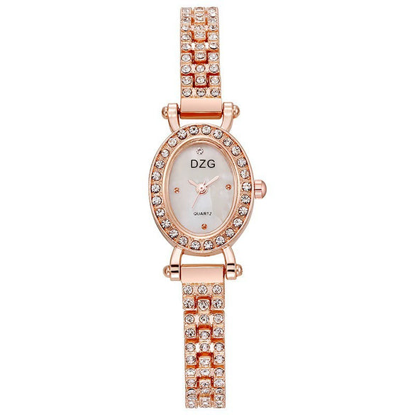 Women's Casual Chain Watch With Metal Shell Face Round Dial And Stainless Steel Buckle