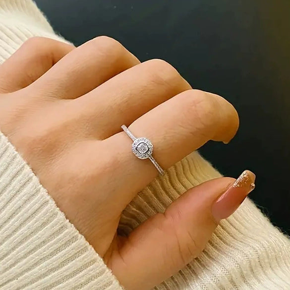 Women's Casual Classic Copper Ring Inlaid With Zircon In Minimalist Geometric Style