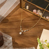 Women's Casual Copper Leaf Pendant Necklace With Pearl Lucky Bag Design Electroplated Non Fading Clavicle Chain Daily Jewelry
