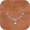 Women's Casual Copper Leaf Pendant Necklace With Pearl Lucky Bag Design Electroplated Non Fading Clavicle Chain Daily Jewelry