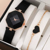 Women's Casual Digital Watch Alloy Case Gold Buckle Imitation Leather Strap Round Dial