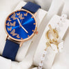 Women's Casual Digital Watch Alloy Case Gold Buckle Imitation Leather Strap Round Dial