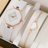 Women's Casual Digital Watch Alloy Case Gold Buckle Imitation Leather Strap Round Dial