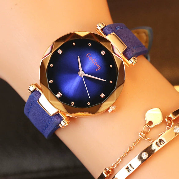 Women's Casual Fashion Alloy Imitation Leather Strap Round Dial Quartz Watch