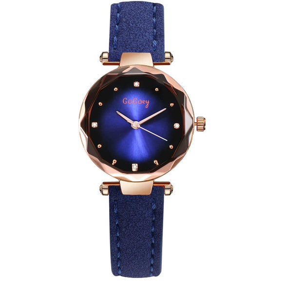 Women's Casual Fashion Alloy Imitation Leather Strap Round Dial Quartz Watch