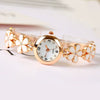 Women's Casual Fashion Clover Five Leaf Stainless Steel Round Dial Bracelet Watch Jewelry