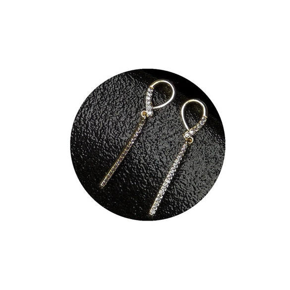 Women's Casual Fashion Long Geometric Earrings With Gold Plated Copper And Silver Needle Micro Pave Zircon Elegant Commuter Style