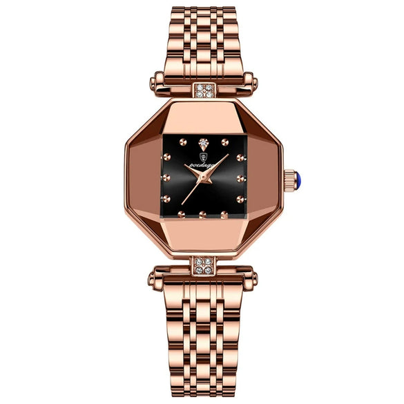 Women's Casual Fashion Quartz Watch Waterproof Ultrathin Alloy Case Stainless Steel Strap Rhombus Dial
