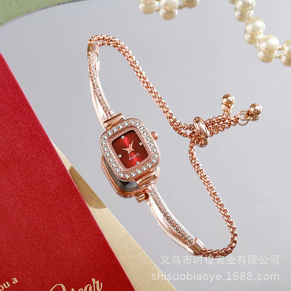 Women's Casual Fashion Square Alloy Watch With Diamondencrusted