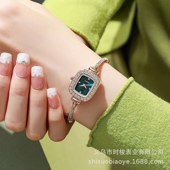 Women's Casual Fashion Square Alloy Watch With Diamondencrusted