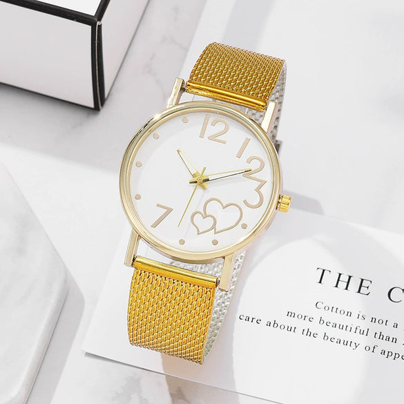Women's Casual Fashion Watch Alloy Case Silicone Strap Love Shaped Design