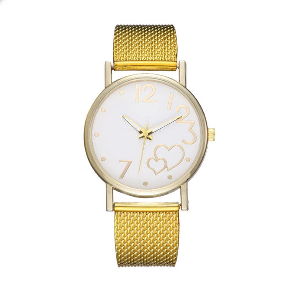 Women's Casual Fashion Watch Alloy Case Silicone Strap Love Shaped Design