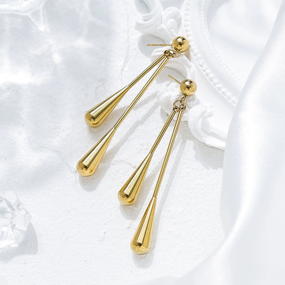Women's Casual Geometric Stainless Steel Goldplated Water Drop Teardrop Drape Earrings