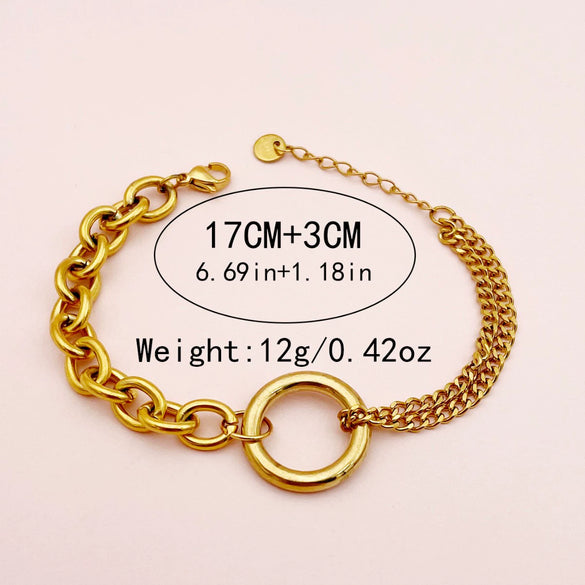 Women's Casual Hand Jewelry Titanium Steel Thick Bracelet Geometric Style Hip Hop Fashion Electroplated