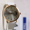 Women's Casual Leather Strap Watch With Moon Pattern Metal Case Stainless Steel Clasp Pu Strap Round Dial