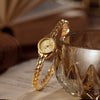Women's Casual Mini Round Alloy Case And Strap Quartz Watch With Printed Logo