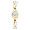 Women's Casual Mini Round Alloy Case And Strap Quartz Watch With Printed Logo