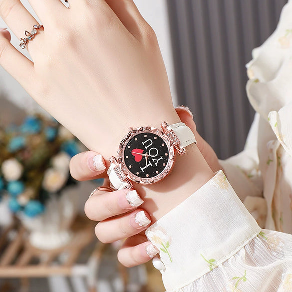 Women's Casual Quartz Digital Watch With Plastic Case Imitation Leather Strap And Round Dial