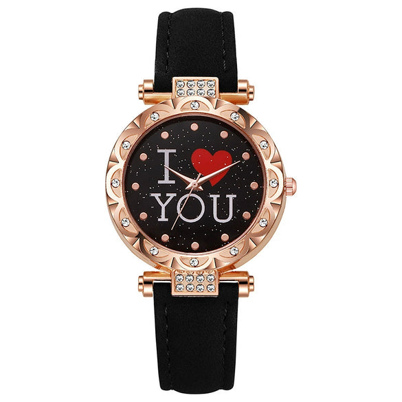 Women's Casual Quartz Digital Watch With Plastic Case Imitation Leather Strap And Round Dial