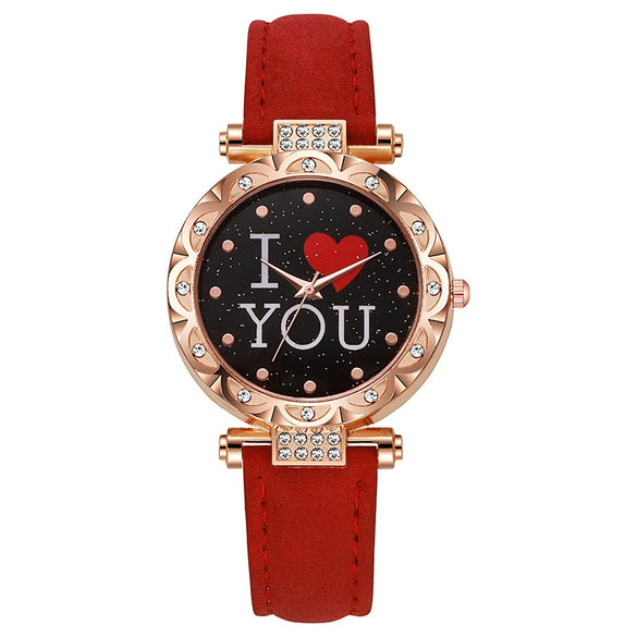 Women's Casual Quartz Digital Watch With Plastic Case Imitation Leather Strap And Round Dial