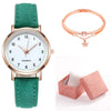Women's Casual Quartz Watch Alloy Case Imitation Leather Strap Round Dial Frosted Finish