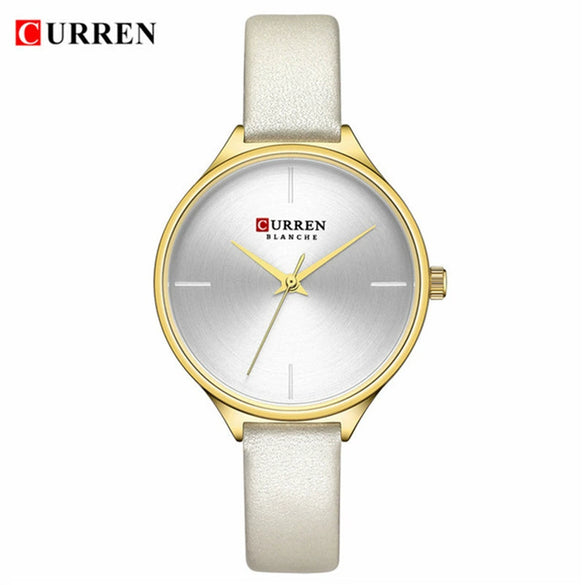 Women's Casual Quartz Watch Metal Case Imitation Leather Strap Round Dial Mineral Strengthened Glass Mirror