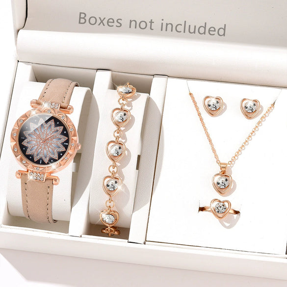 Women's Casual Quartz Watch With Round Dial Pin Buckle Imitation Leather Strap And Alloy Case