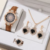 Women's Casual Quartz Watch With Round Dial Pin Buckle Imitation Leather Strap And Alloy Case