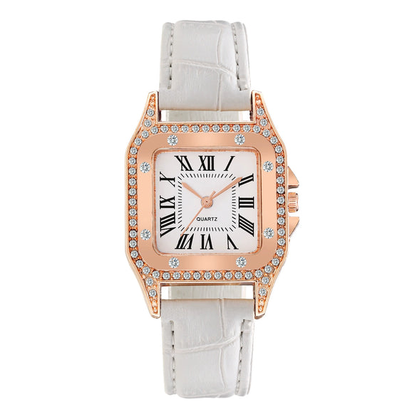 Women's Casual Square Alloy Case Imitation Leather Strap Watch