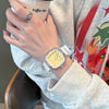 Women's Casual Square Silicone Band Alloy Case Stainless Steel Buckle Quartz Watch