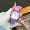 Women's Casual Square Silicone Band Alloy Case Stainless Steel Buckle Quartz Watch