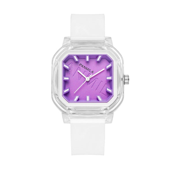 Women's Casual Square Silicone Band Alloy Case Stainless Steel Buckle Quartz Watch