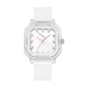 Women's Casual Square Silicone Band Alloy Case Stainless Steel Buckle Quartz Watch