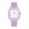 Women's Casual Square Silicone Band Alloy Case Stainless Steel Buckle Quartz Watch