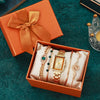Women's Casual Square Steel Band Watch With Emerald Rhinestone Snake Eye Design Zinc Alloy Case And Alloy Strap