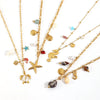 Women's Casual Stainless Steel Necklace With Marine Elements Animal Zodiac Pattern Electroplated Cross Chain